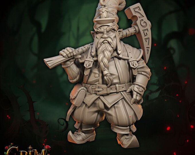 Durgar Stonefury 3D Miniature | Grim Chronicles Dark Dwarf Berserker | 32mm Resin DnD RPG