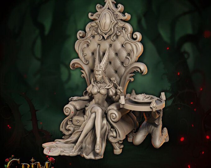 Malvera Shadowbrook Throne 3D Miniature | Grim Chronicles Dark Queen | 32mm Resin DnD RPG