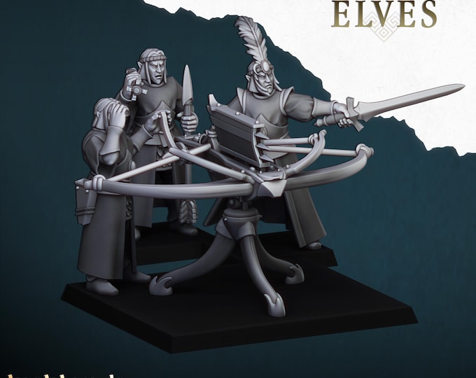 Aegean Elves Ballista 3D Miniature | Highlands Miniatures | 32mm Resin DnD Fantasy Wargaming