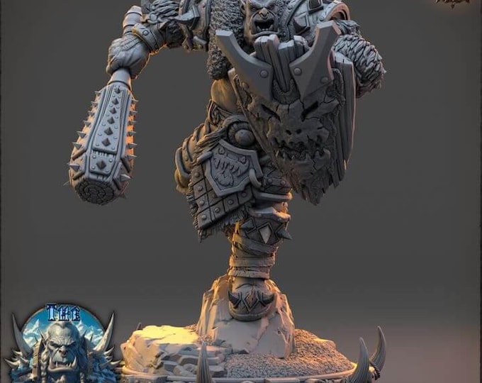 Throggar Wolfbane 3D Miniature | Frostbane Legion Berserker Orc | 32mm Resin DnD Tabletop RPG