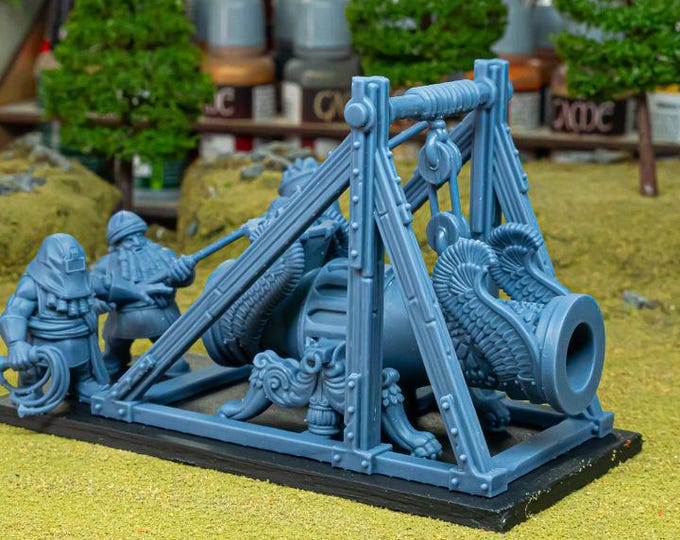 Sons of Marduk Cannon Miniature | Chaos Dwarf War Machine Artillery 28mm 32mm 3D Printed DnD RPG Wargaming | Highlands Minis