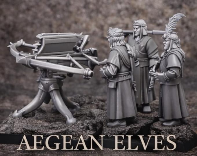 Aegean Elf Ballista Miniature 32mm | Elven Siege Weapon 3D Printed DnD RPG | Fantasy Wargame Engine | TTRPG Elf Army | Dungeon Master Gift