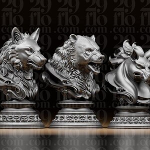 Forest Animals Chess Set – 3D Printed Figurine Set - Border3d