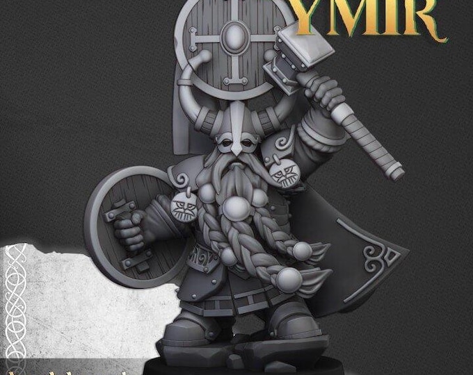 Dwarf Prince With Hammer And Shield 3D Miniature | Highlands Miniatures | 32mm Resin DnD