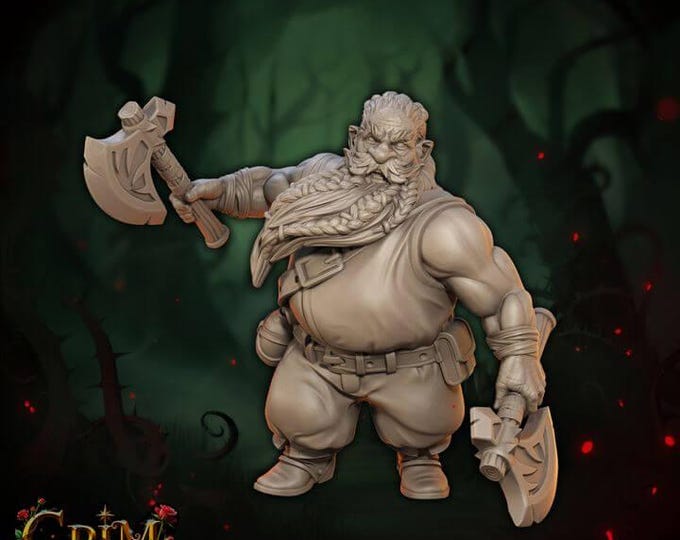 Turik Darkpaw 3D Miniature | Grim Chronicles Dark Fantasy Warrior | 32mm Resin DnD Tabletop RPG