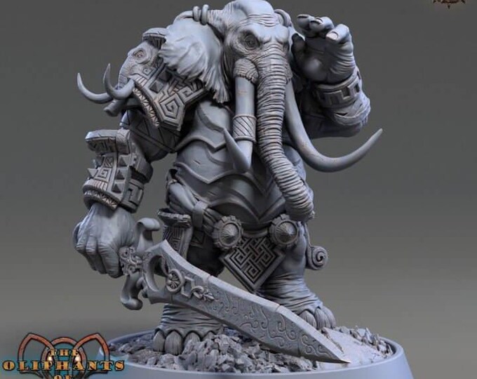 Cyrus Swordtusk 3D Miniature | Oliphants of Red Ridge | 32mm & 75mm Resin DnD Tabletop RPG