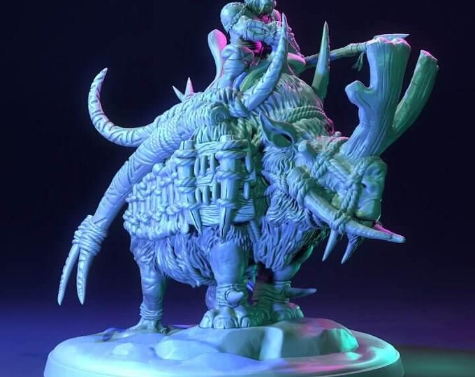 Armored Rhinodons 3D Miniature | Dragon Trappers Lodge Armored Beast Unit | 32mm Resin DnD RPG