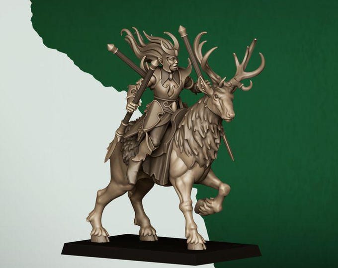 Moonlight Sisters Cavalry Miniatures | Feral Elf Wild Hunt Riders 28mm 32mm 3D Printed DnD RPG Wargaming | Highlands Miniatures