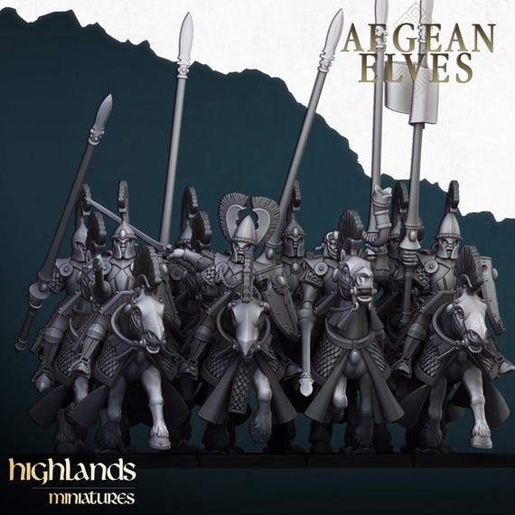Aegean Elves Mounted Lances by Highlands miniatures