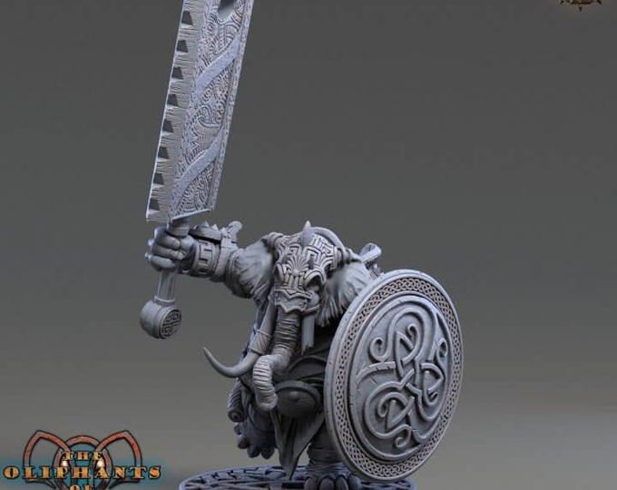 Hanno Flatslap 3D Miniature | Oliphants of Red Ridge | 32mm & 75mm Resin DnD Tabletop RPG