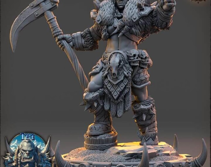 Vhala The Crimson Howler 3D Miniature | Frostbane Legion Female Warrior | 32mm Resin DnD RPG