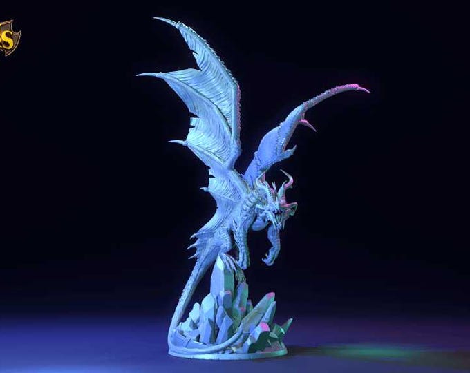 Ice Dragon 3D Miniature | Dragon Trappers Lodge | 32mm Fantasy Frost Dragon Resin DnD Tabletop RPG