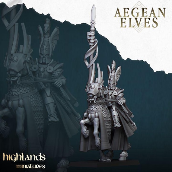 Aegean Elf Mounted Lord - Highlands Miniatures