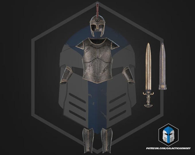 Odysseus Greek Warrior Armor Set | Wearable PLA Cosplay Helmet, Prop(Raw Print)