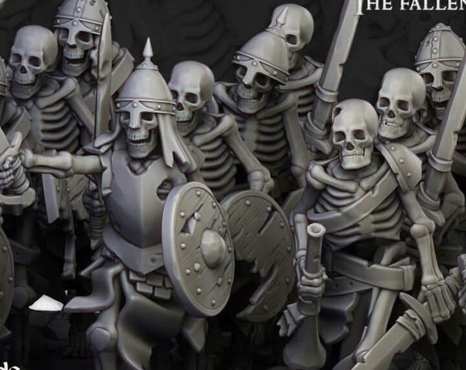 Skeleton Warriors 3D Miniature | Highlands Miniatures | 32mm Resin DnD Undead Tabletop RPG