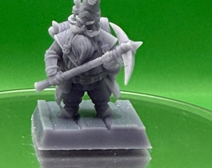 Grimnir Pickbane 32mm | Dwarven Warrior Resin Miniature | DnD RPG Dark Fantasy Dwarf | Great Grimoire | DM Gift