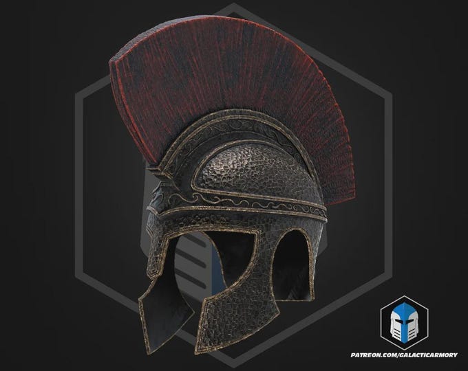 Odysseus Greek Warrior Helmet | Wearable Raw PLA 3D Printed Cosplay Helmet | Ancient Greek Mythology Armor Prop