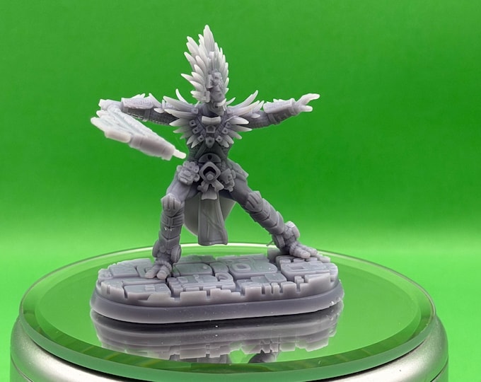 Zeltzin Royal Warrior 3D Miniature | Masks of Kiimil Cast N Play | 32mm Resin DnD Fantasy Tabletop RPG