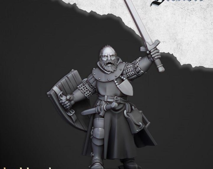 Hero Questing Knight 3D Miniature | Highlands Miniatures | 32mm Resin DnD Fantasy RPG