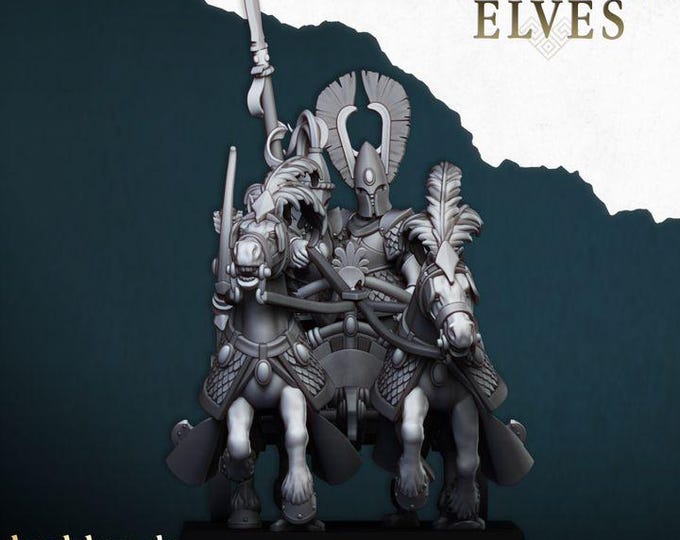 Aegean Elf Chariot 3D Miniature | Highlands Miniatures | 28mm 32mm Resin DnD Fantasy Wargaming