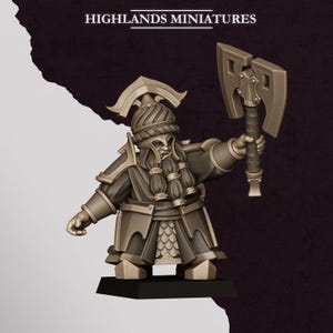 Marduk Commander 1 Miniature | Sons of Marduk Chaos Dwarf Captain Hero 28mm 32mm 3D Printed DnD RPG Wargaming | Highlands Minis