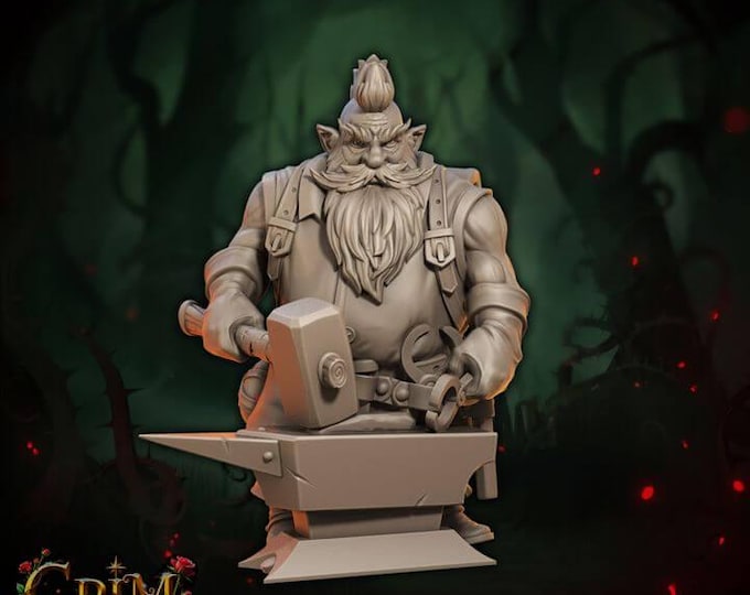Brommuk Forgeborn 3D Miniature | Grim Chronicles Dark Dwarf Forgeborn | 32mm Resin DnD RPG
