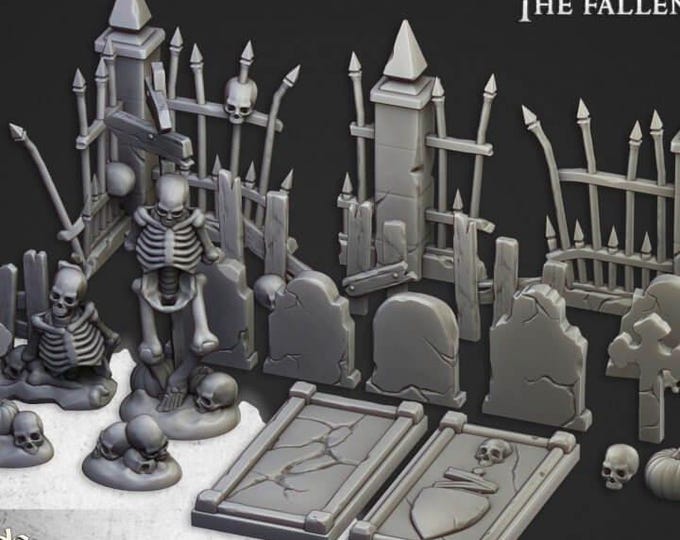 Undead Graveyard Terrain Set 3D | Highlands Miniatures | 32mm Resin DnD Tabletop RPG Wargaming