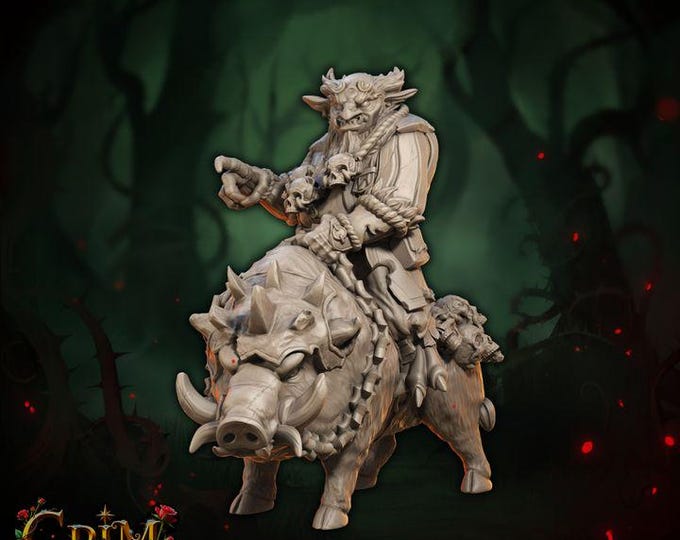 Dark Boarclaw Skyshade 3D Miniature | Grim Chronicles Shadow Beastkin | 32mm Resin DnD RPG