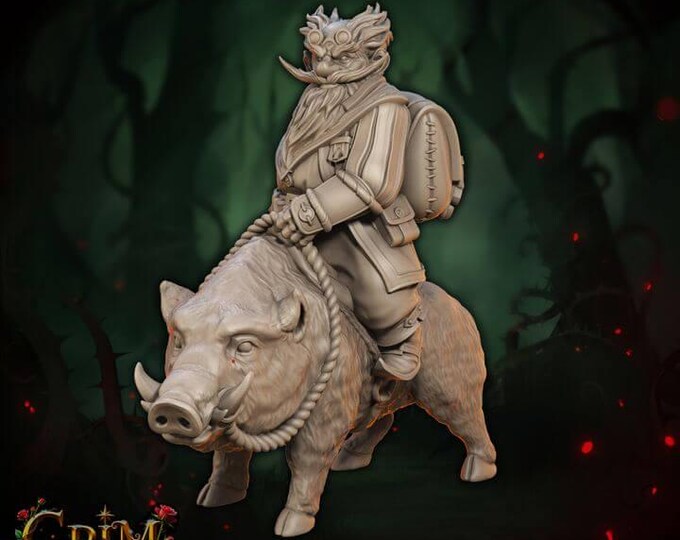 Boarclaw Skyshade 3D Miniature | Grim Chronicles Dark Fantasy Beastkin | 32mm Resin DnD RPG