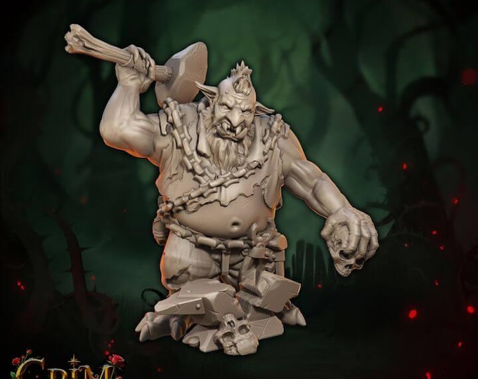 Dark Brommuk Forgeborn 3D Miniature | Grim Chronicles Shadow Forgeborn | 32mm Resin DnD RPG