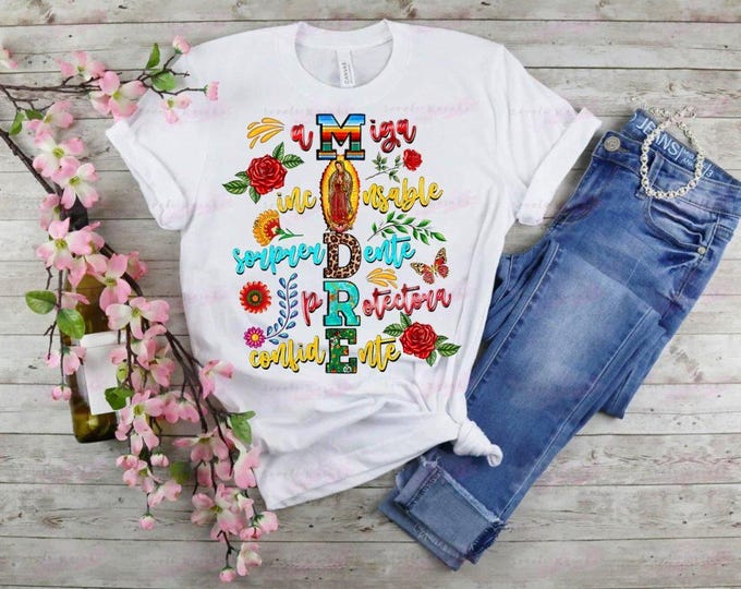 Sublimation T-Shirt | Madre Protectora Mom Gift | Custom Hispanic Design | Texas Made Unisex Tee