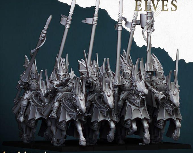 Aegean Elves Mounted Dragons 3D Miniature | Highlands Miniatures | 32mm Resin DnD Fantasy Cavalry