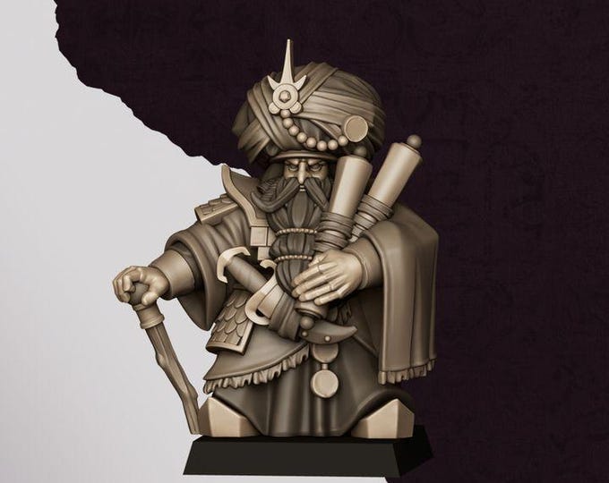 Marduk Sorcerer Miniature | Cult of Marduk Chaos Dwarf Wizard Hero 28mm 32mm 3D Printed DnD RPG Wargaming | Highlands Miniatures