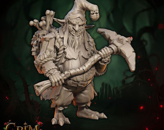 Dark Grimnir Pickbane 3D Miniature | Grim Chronicles Shadow Dwarf | 32mm Resin DnD Tabletop RPG