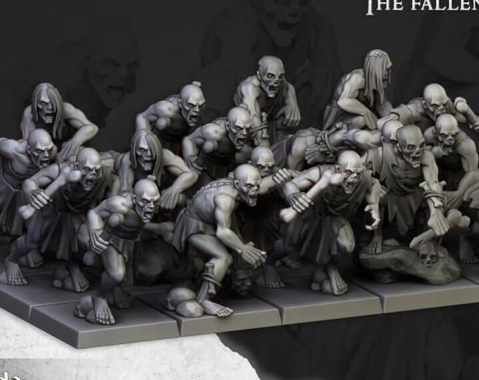 Ghouls 3D Miniature Set | Highlands Miniatures Undead Unit | 32mm Resin DnD Fantasy Wargaming RPG