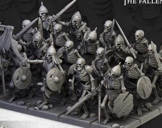 Skeleton Warriors Swords 3D Miniature | Highlands Miniatures | 32mm Resin DnD Undead RPG