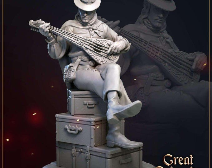 Bard 3D Miniature | Grim Chronicles Great Grimoire | 32mm Resin DnD Fantasy Tabletop RPG