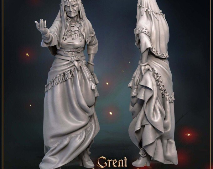 Madame Astra Miniature: Fortune Teller Resin Figure for Tabletop Wargaming