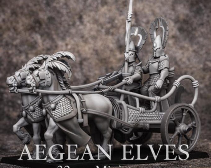 Elf Chariot Miniature 28mm 32mm | Fantasy Wargame Figure, Resin DnD RPG Mini
