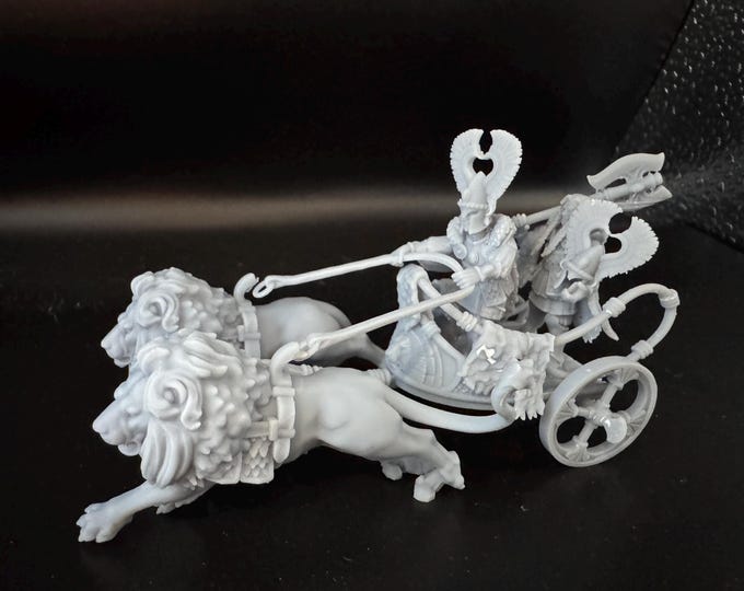Nemean Lion Chariot Miniature 32mm | Mythic Fantasy 3D Printed DnD RPG | Aegean Elf War Engine | TTRPG Cavalry | Dungeon Master Gift