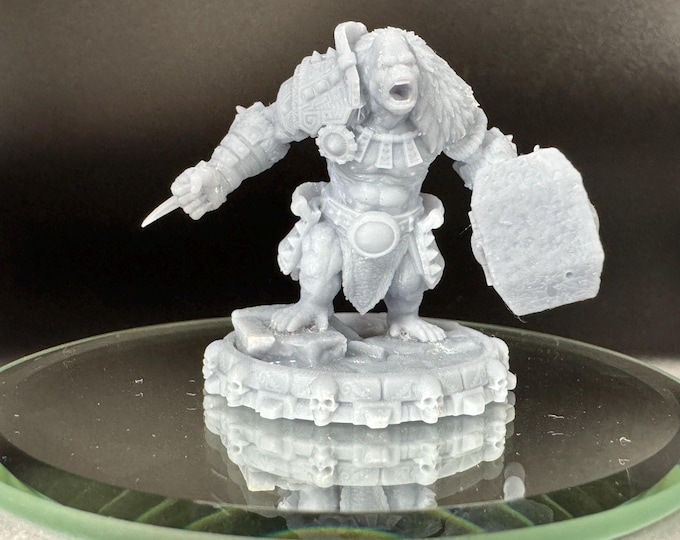 Raka Windar Miniature 32mm | Apefolk Paladin Warrior 3D Printed DnD RPG | Strongback Hero | Daybreak Miniatures Castle Primatus