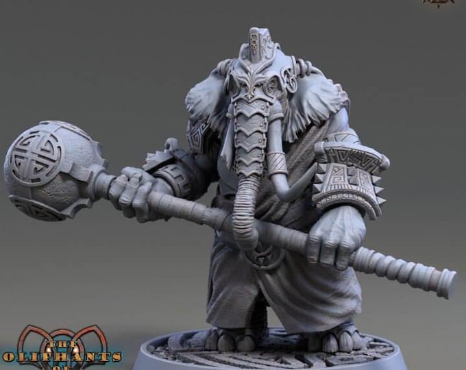 Shurbe Spherius 3D Miniature | Oliphants of Red Ridge Elephant Mage | 32mm & 75mm Resin DnD