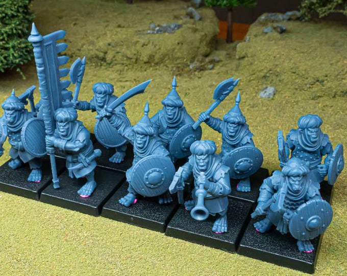 Hobgoblin Warriors Miniatures | Sons of Marduk Infantry Unit Hand Weapon Shield 28mm 32mm 3D Printed DnD RPG | Highlands Miniatures