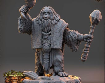 Urak Vaelor Apefolk Druid Miniature | 32mm Nature Warden RPG Figure