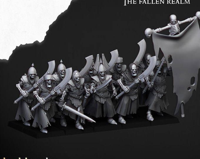 Skeletal Guard Unit 3D Miniature | Highlands Miniatures | 32mm Resin DnD Undead Wargaming