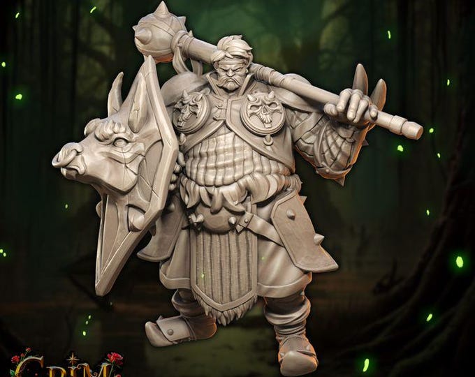 Iron Boar 3D Miniature | Grim Chronicles Great Grimoire | 32mm Resin DnD Dark Fantasy Tabletop RPG