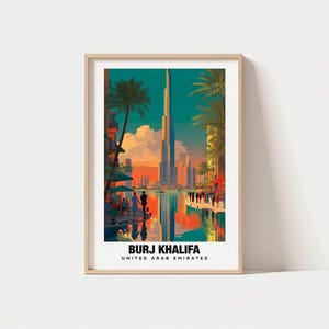 Burj Khalifa Travel Print - UAE Landmark, Printable City Poster, Digital Download, Birthday Present, UAE Historical Site, Burj Khalifa Print