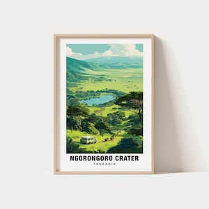 Ngorongoro Crater Poster, Tanzania - Tanzania Print, Ngorongoro Crater Travel Gift, Ngorongoro Crater Gift, Digital Download, Birthday Gift