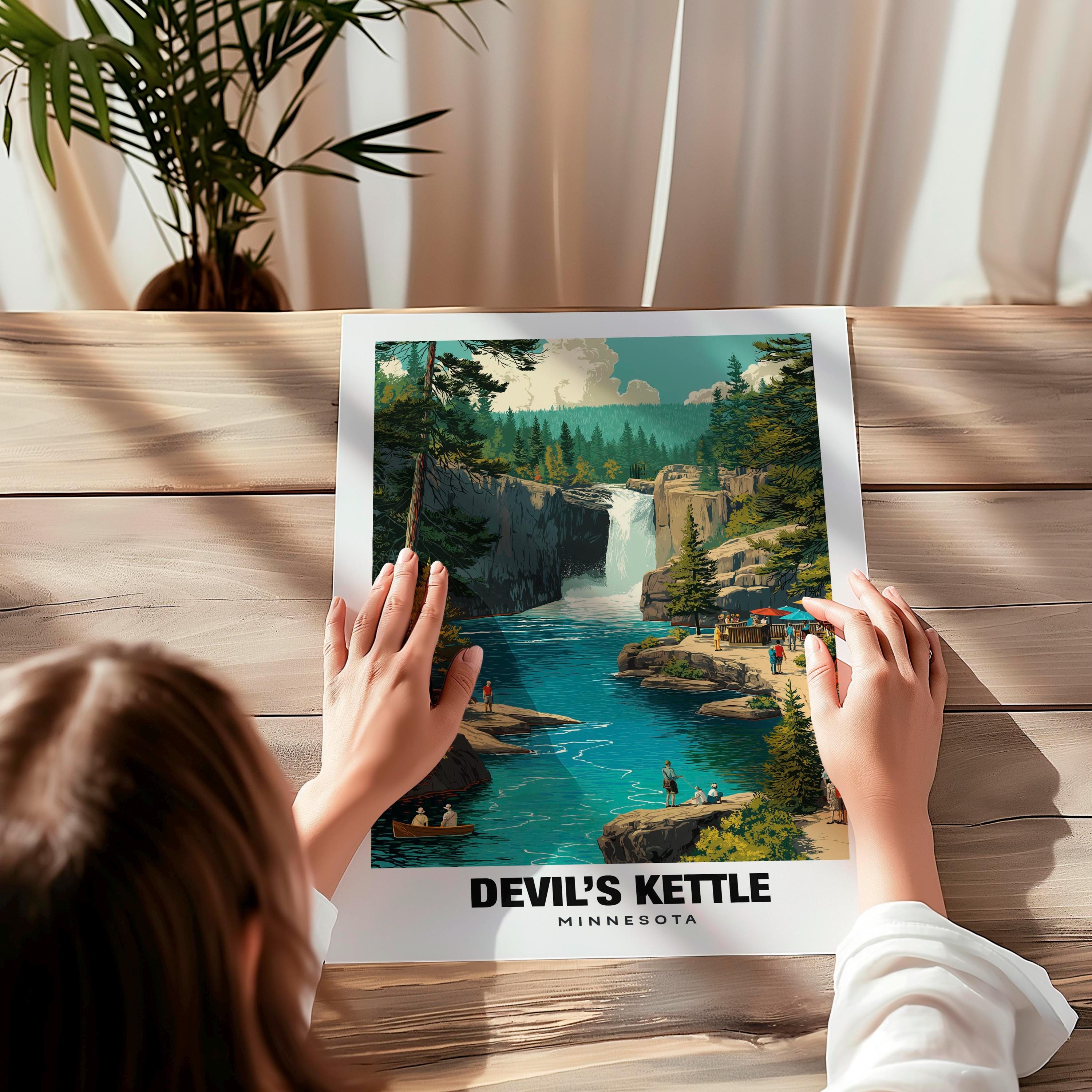 Devil's Kettle Waterfall Print: Minnesota Travel Poster - Etsy