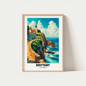Impressão da Bretanha – Pôster da França, Arte de Viagem, Cenário Costeiro, Vistas Históricas, Refúgio na Natureza, Paisagem Cênica, Charme Celta, Noroeste da França